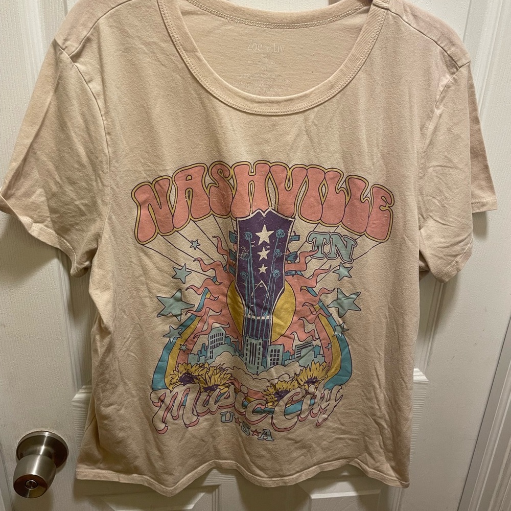 Zoe + Liv Beige Nashville Graphic Tee